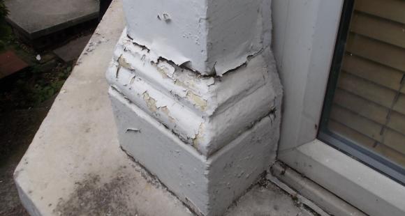 Flaking masonry paint